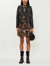 Whistles Womens Black Agnes Zip-through Leather Biker Jacket 8 In Black