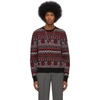 ALEXANDER MCQUEEN ALEXANDER MCQUEEN BLACK AND RED WOOL JACQUARD SWEATER