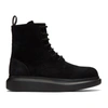 ALEXANDER MCQUEEN BLACK SUEDE LACE-UP BOOTS