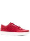 Jimmy Choo Mens Hawaii/m Red Calf Leather Trainers In Red