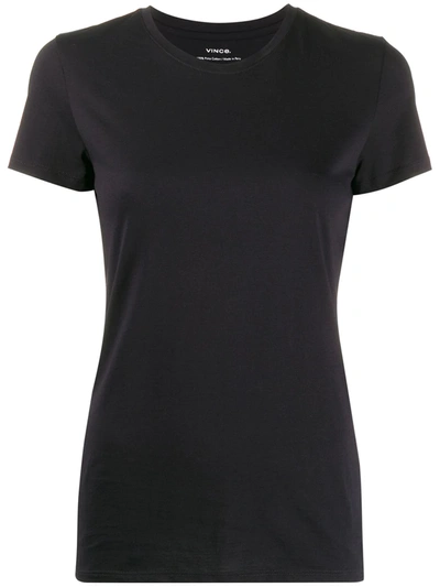 Vince Essential Pima Cotton V-neck Tee In Blue