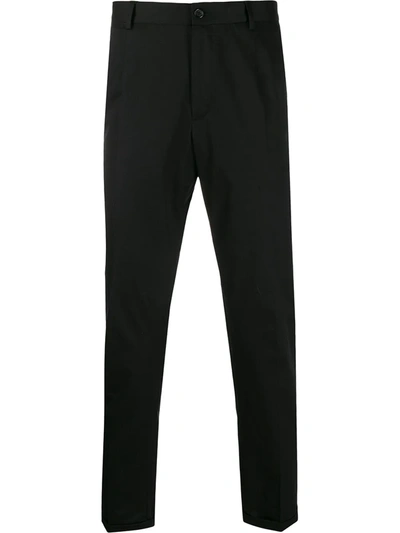 Dolce & Gabbana Logo Stripe Stretch Cotton Blend Chinos In N0000  Black