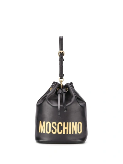 Moschino Logo Mini Bucket Bag In Black