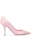 Dolce & Gabbana Dolce E Gabbana Baby Pink Leather Pointed Toe Pumps In Pink