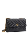 Tory Burch Kira Small Chevron Leather Shoulder Bag In Black
