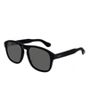 GUCCI MEN'S ROUND SOLID ACETATE SUNGLASSES,PROD226360270