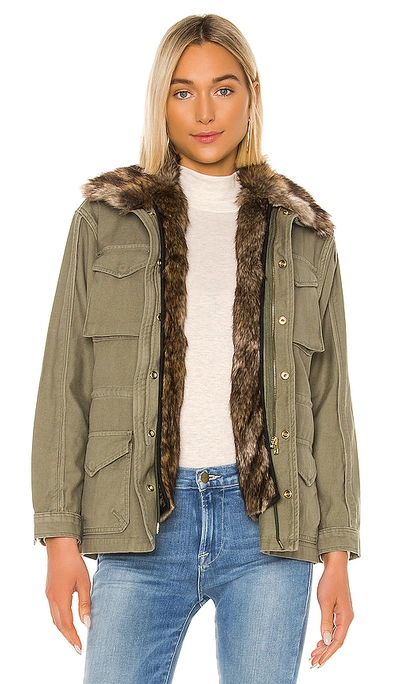 Frame Faux Fur Collar Service Jacket In Military