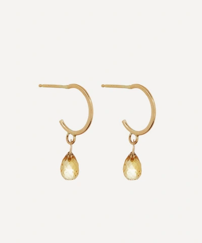 Melissa Joy Manning Gold Citrine Tiny Hoop Earrings