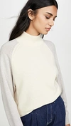 CLUB MONACO COLORBLOCK MOCK NECK SWEATER