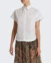 ALAÏA POPLIN SHORT-SLEEVE BUTTON-FRONT SHIRT,PROD151790039