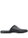 THOM BROWNE GROSGRAIN TAB PEBBLED SLIPPERS