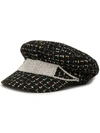 VENNA CRYSTAL-STRAP TWEED HAT