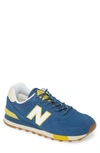 New Balance Men's 574 Casual Sneakers From Finish Line In Nb Dark Blue/bone/yellow