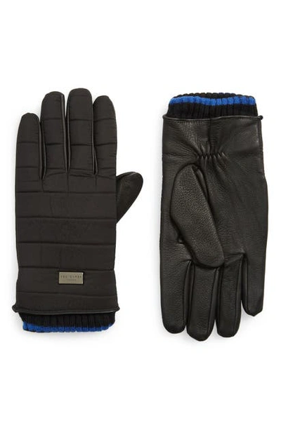 Ted Baker Bummp Quilted Nylon Gloves In Black