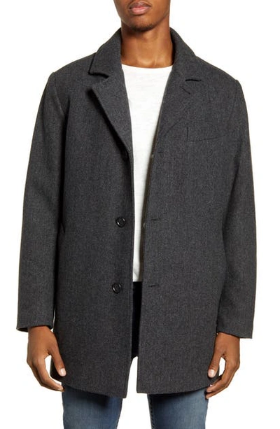 Pendleton Iconic Manhattan Melange Wool Blend Coat In Charcoal Herringbone