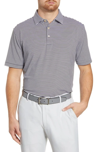 Peter Millar Hales Stripe Performance Polo In Black