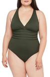 La Blanca Island Goddess One-piece Swimsuit In Olive