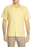 Tommy Bahama Sea Glass Short Sleeve Button-up Linen Shirt In Raw Papyrus
