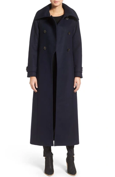 Mackage Elodie Double Breasted Military Maxi Coat In Navy