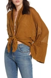 Free People Azalea Wrap Top In Warm Tobacco