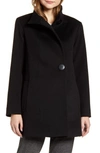 FLEURETTE STAND COLLAR WOOL CAR COAT,089235