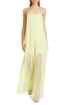 CUSHNIE SHEER LEG STRAPLESS SILK CHIFFON JUMPSUIT,420706-48