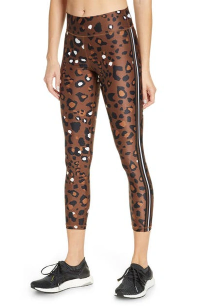 The Upside Tobacco Leopard Midi Yoga Pants In Tobacco Multi