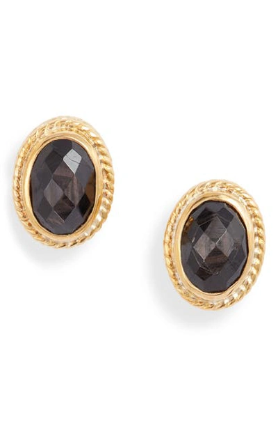 Anna Beck Stone Oval Stud Earrings In Gold/ Black