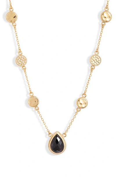 Anna Beck Reversible Stone Station Necklace In Gold/ Black