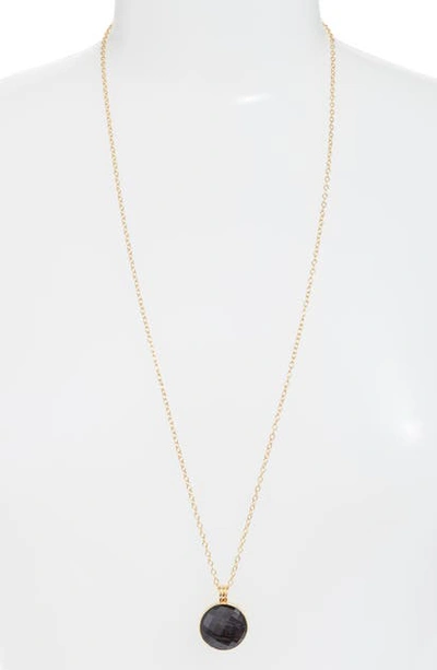 Anna Beck Reversible Stone Pendant Necklace In Gold/ Black