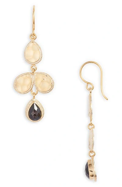 Anna Beck Hammered Stone Chandelier Earrings In Gold/ Black