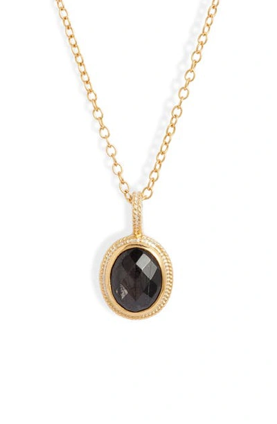Anna Beck Oval Stone Pendant Necklace In Gold/ Black