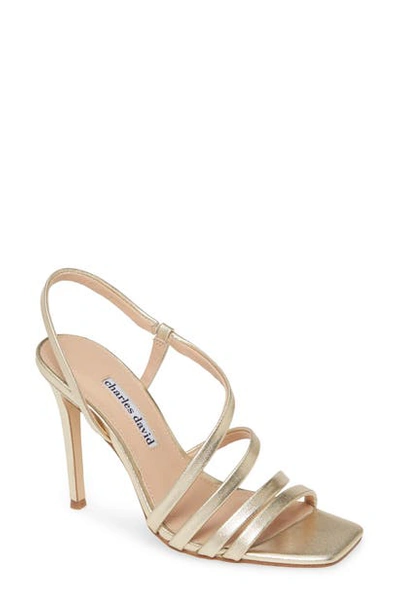 Charles David Voyage Strappy Sandal In Light Gold Metallic Leather