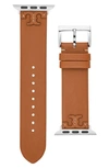Tory Burch Mcgraw Band For Apple Watch®, Luggage Leather, 42 Mm - 44 Mm In Brown