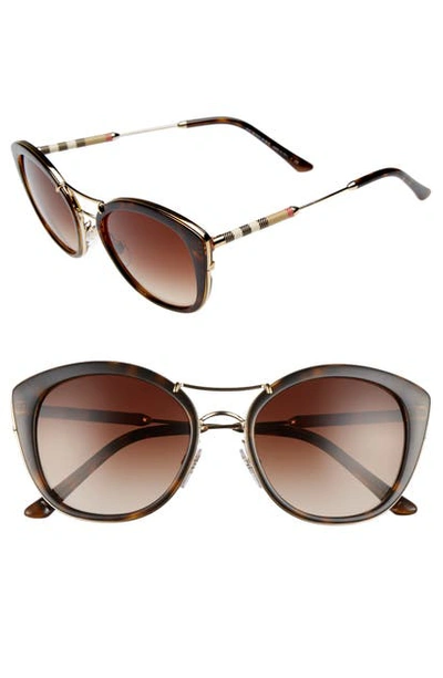 Burberry Round Sunglasses With Metal Trim In Brown Gradient