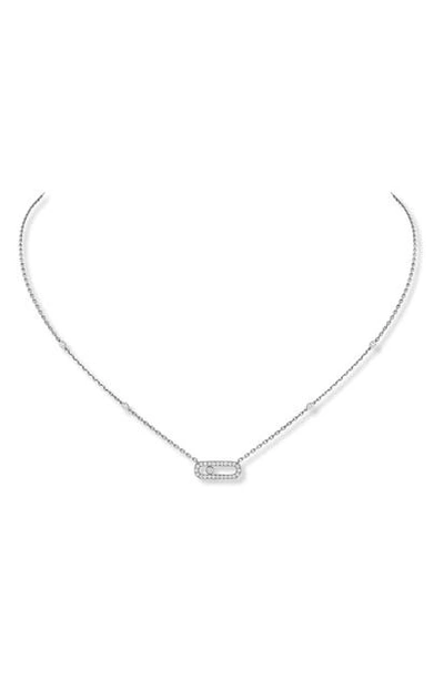 Messika Move Uno Pave Diamond Pendant Necklace In White Gold/ Diamond