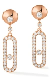 Messika Move Uno Pave Diamond Drop Earrings In Rose Gold/ Diamond