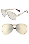 Roberto Cavalli 59mm Mirrored Aviator Sunglasses In Endura Gold/ Smoke Mirror