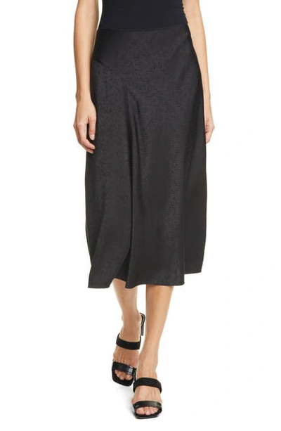 Rag & Bone Letti Satin Jacquard Midi Skirt In Black