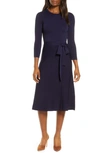 Eliza J Fit & Flare Sweater Dress In Navy