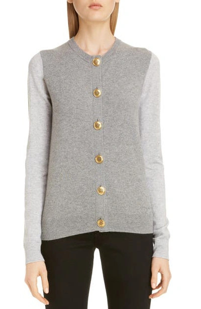 Givenchy Cashmere Golden-button Cardigan In Grey