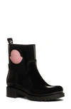 Moncler Ginette Stivale Patent Rain Booties In Black/ Pink