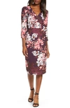 ELIZA J FLORAL LONG SLEEVE SHEATH DRESS,EJ0M5148