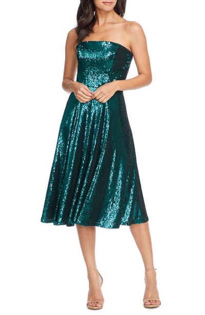 Dress The Population Ruby Strapless Sequin Party Dress In Deep Emerald
