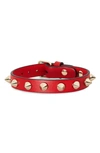 Christian Louboutin Loublink Studded Leather Bracelet In Loubi/ Gold