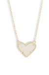 Kendra Scott Women's Ari Heart Short Pendant Necklace In Gold Iridescent Drusy In Multi