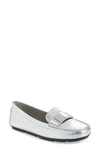Calvin Klein Women's Lisette Croc-embossed Flats Women's Shoes In Silver