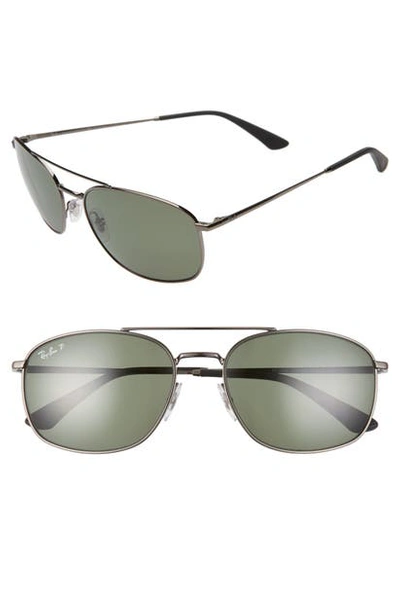 Ray Ban Ray-ban Mens Grey Rb3654 Metal Square-frame Sunglasses In Green