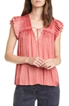 ULLA JOHNSON FREYA SHIRRED BLOUSE,PS200242