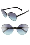 Tiffany & Co 56mm Cat Eye Sunglasses In Black Blue/ Blue Gradient